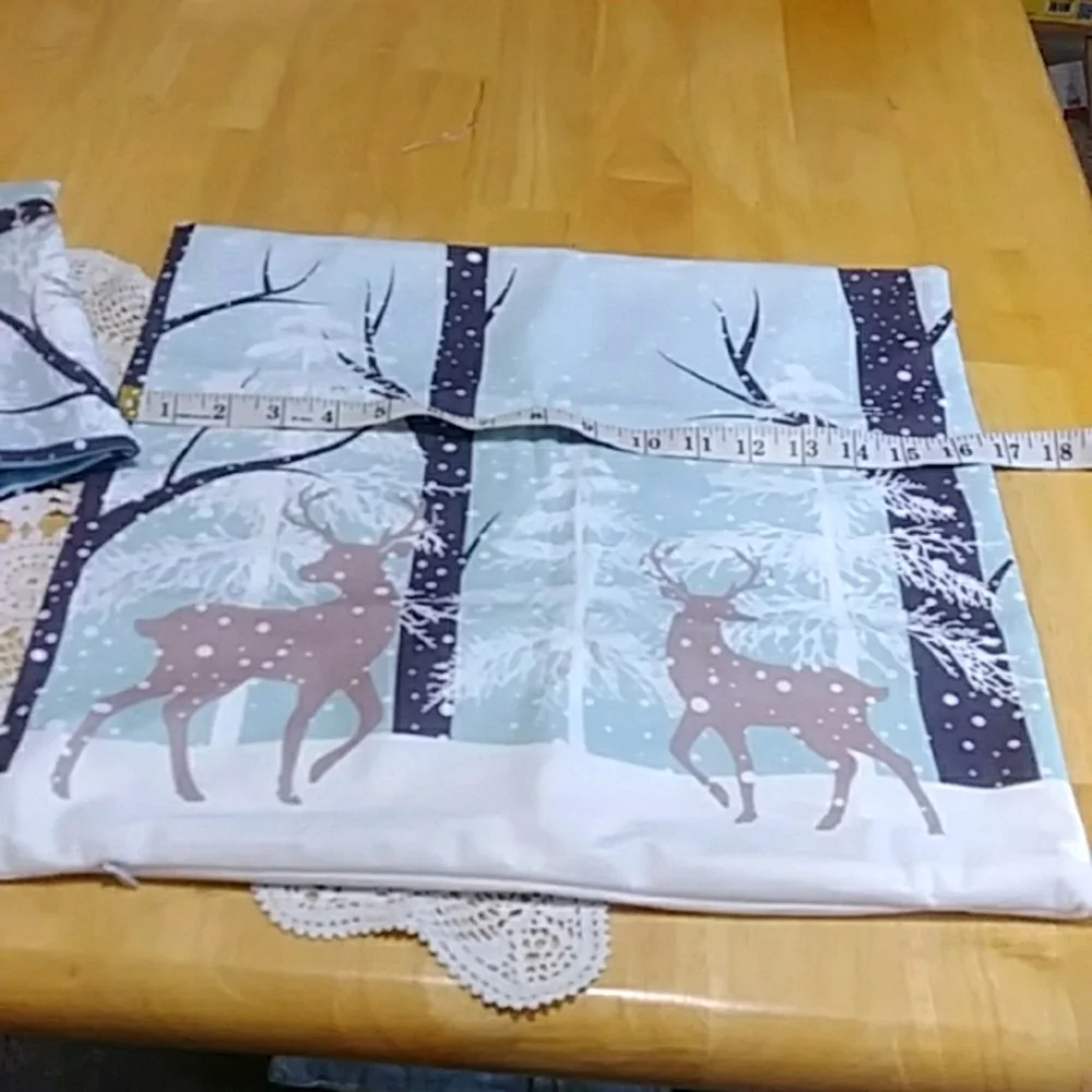 Pillow Covers Winter Wonderland With Deer Nwot